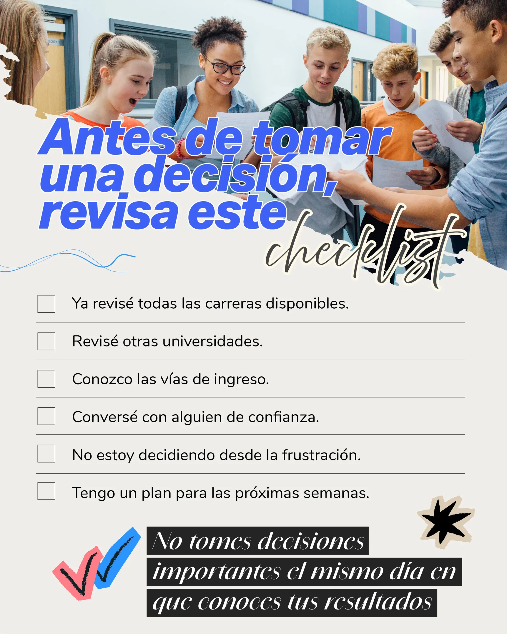 Revisa este checklist, recuerda que siempre pueden existir alternativas